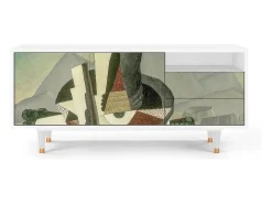 Móvel De Tv* Mueble de TV - 125х56х41 cm - T7 - The Cubist Paintings , Branco Bege