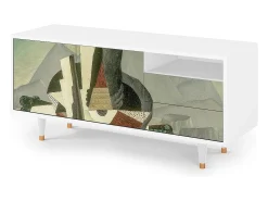 Móvel De Tv* Mueble de TV - 125х56х41 cm - T7 - The Cubist Paintings , Branco Bege