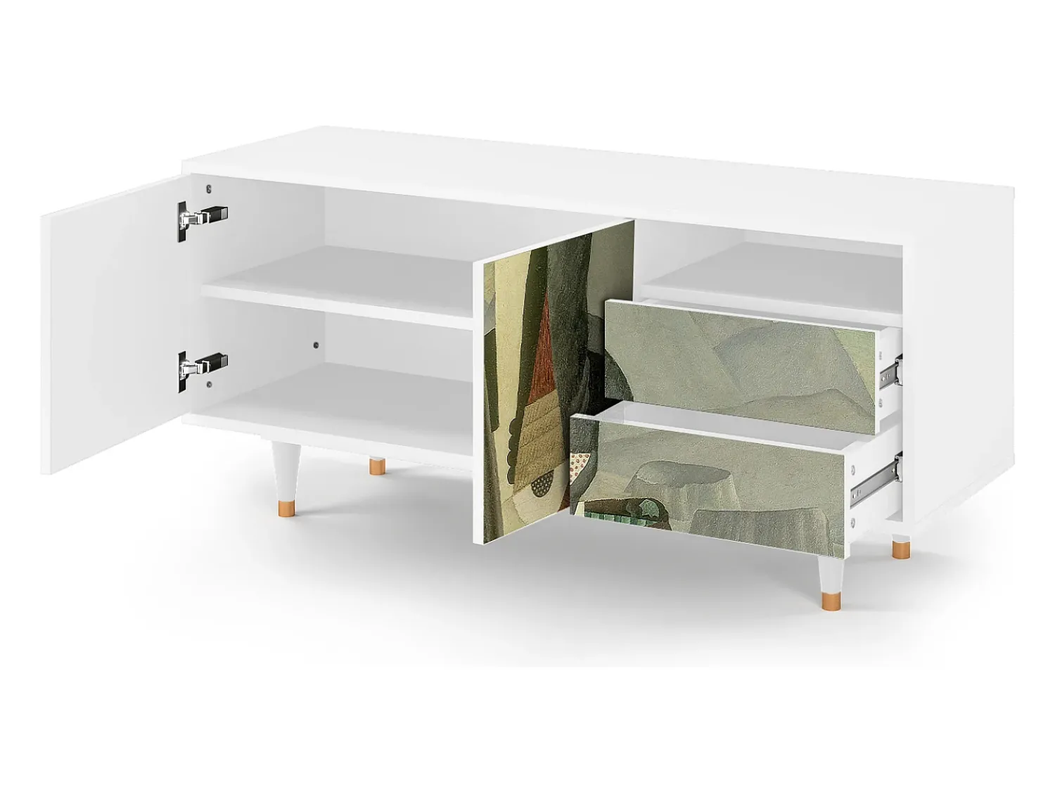 Móvel De Tv* Mueble de TV - 125х56х41 cm - T7 - The Cubist Paintings , Branco Bege