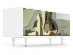 Móvel De Tv* Mueble de TV - 125х56х41 cm - T7 - The Cubist Paintings , Branco Bege