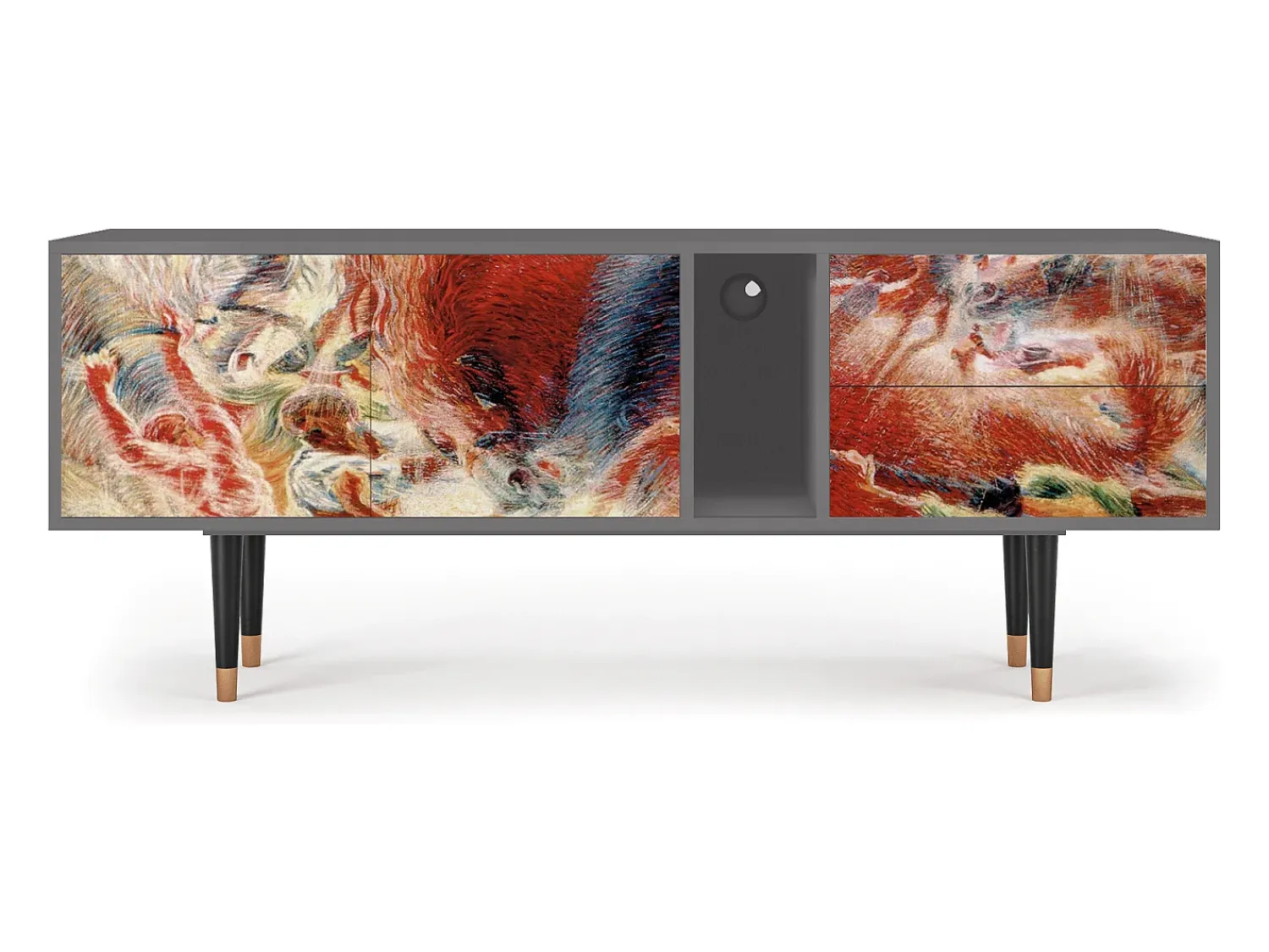 Móvel De Tv* Mueble de TV - 170х69х48 cm - T1 - The City Rises, Cinza Cinzento