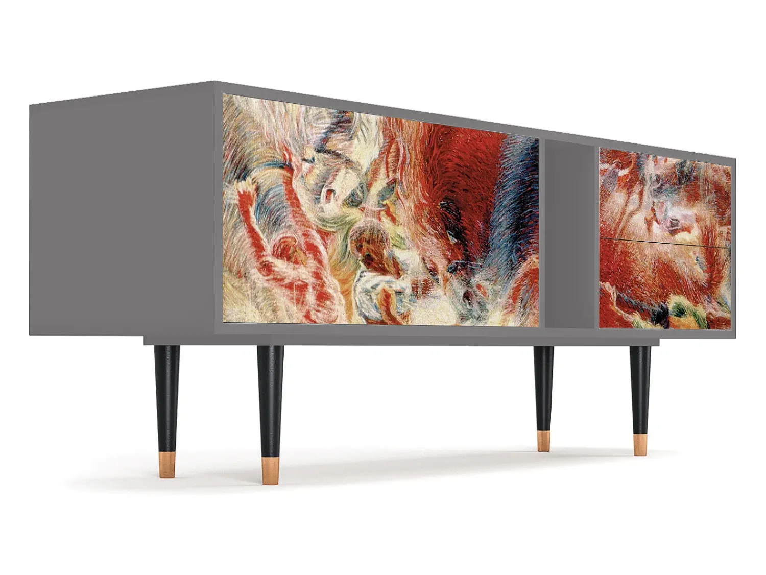 Móvel De Tv* Mueble de TV - 170х69х48 cm - T1 - The City Rises, Cinza Cinzento