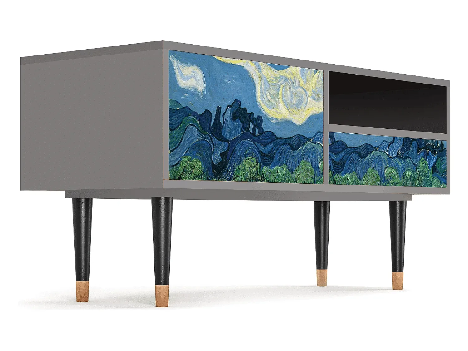 Móvel De Tv* Mueble de TV - 115х59х48 cm - T3 - The Oil Trees, Cinza Cinzento