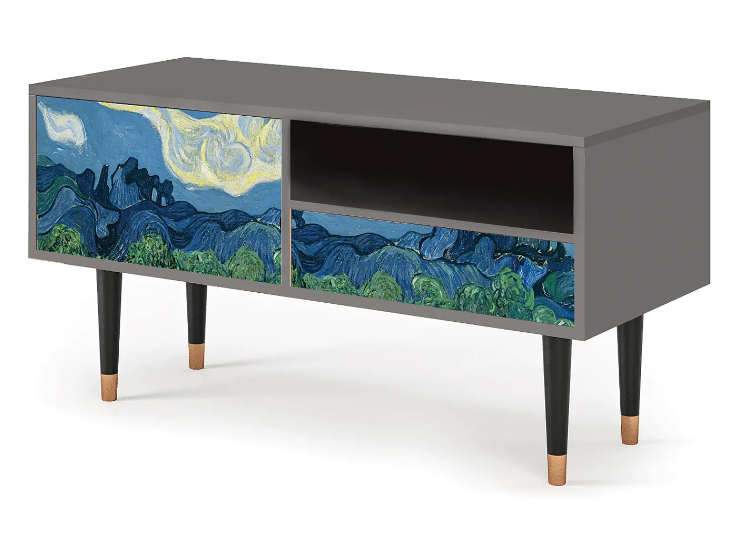 Móvel De Tv* Mueble de TV - 115х59х48 cm - T3 - The Oil Trees, Cinza Cinzento