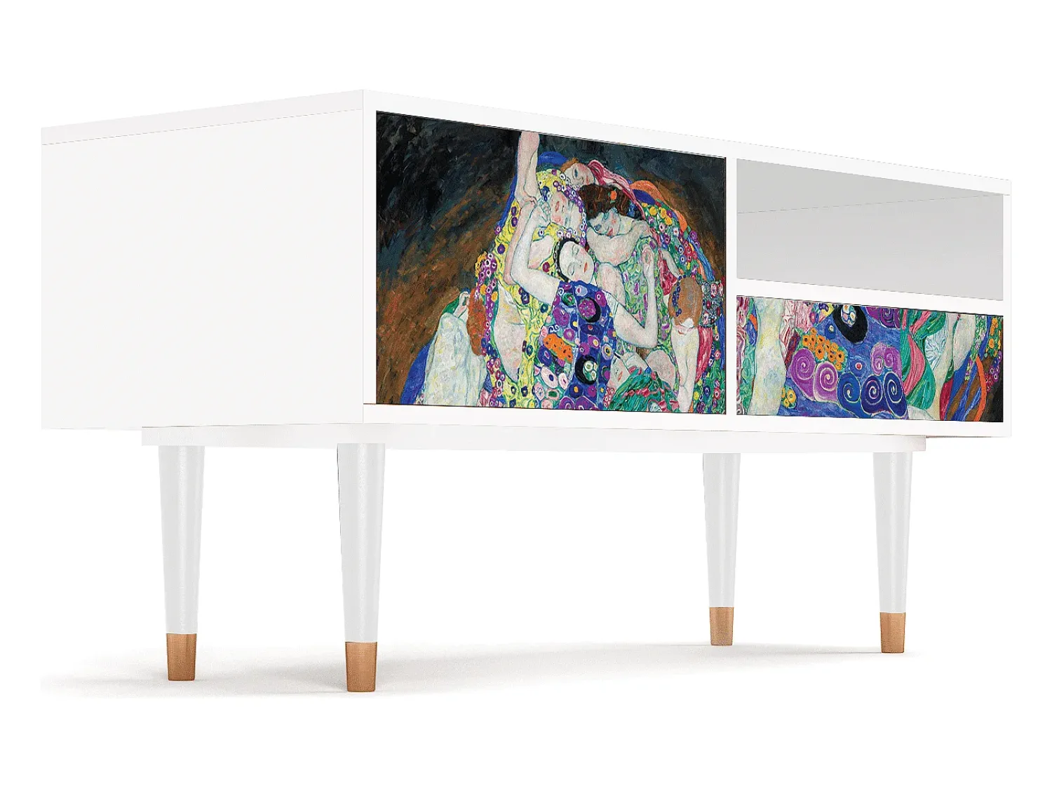 Móvel De Tv* Mueble de TV - 115х59х48 cm - T3 - The Maiden by Klimt, Branco Bege