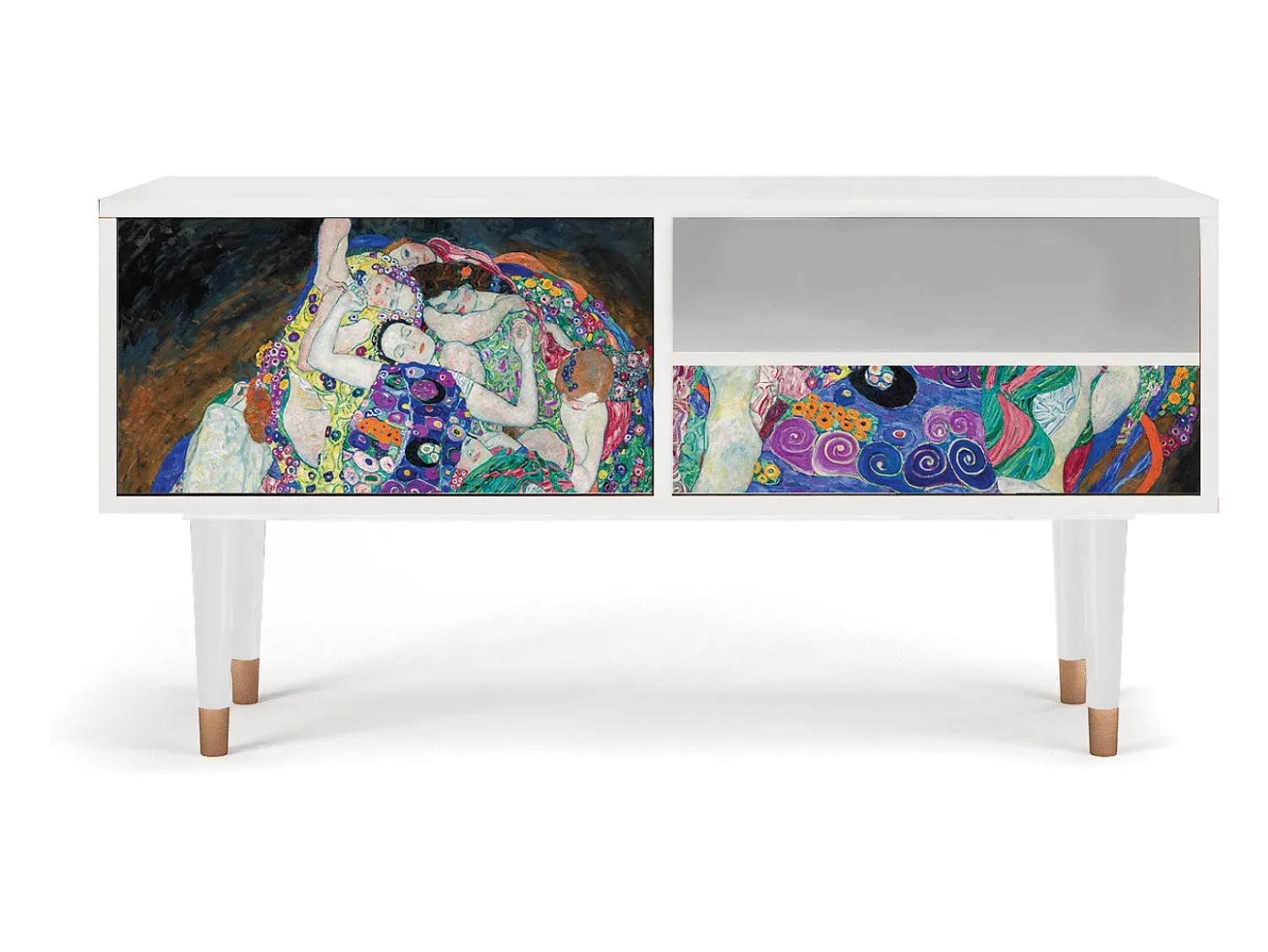 Móvel De Tv* Mueble de TV - 115х59х48 cm - T3 - The Maiden by Klimt, Branco Bege