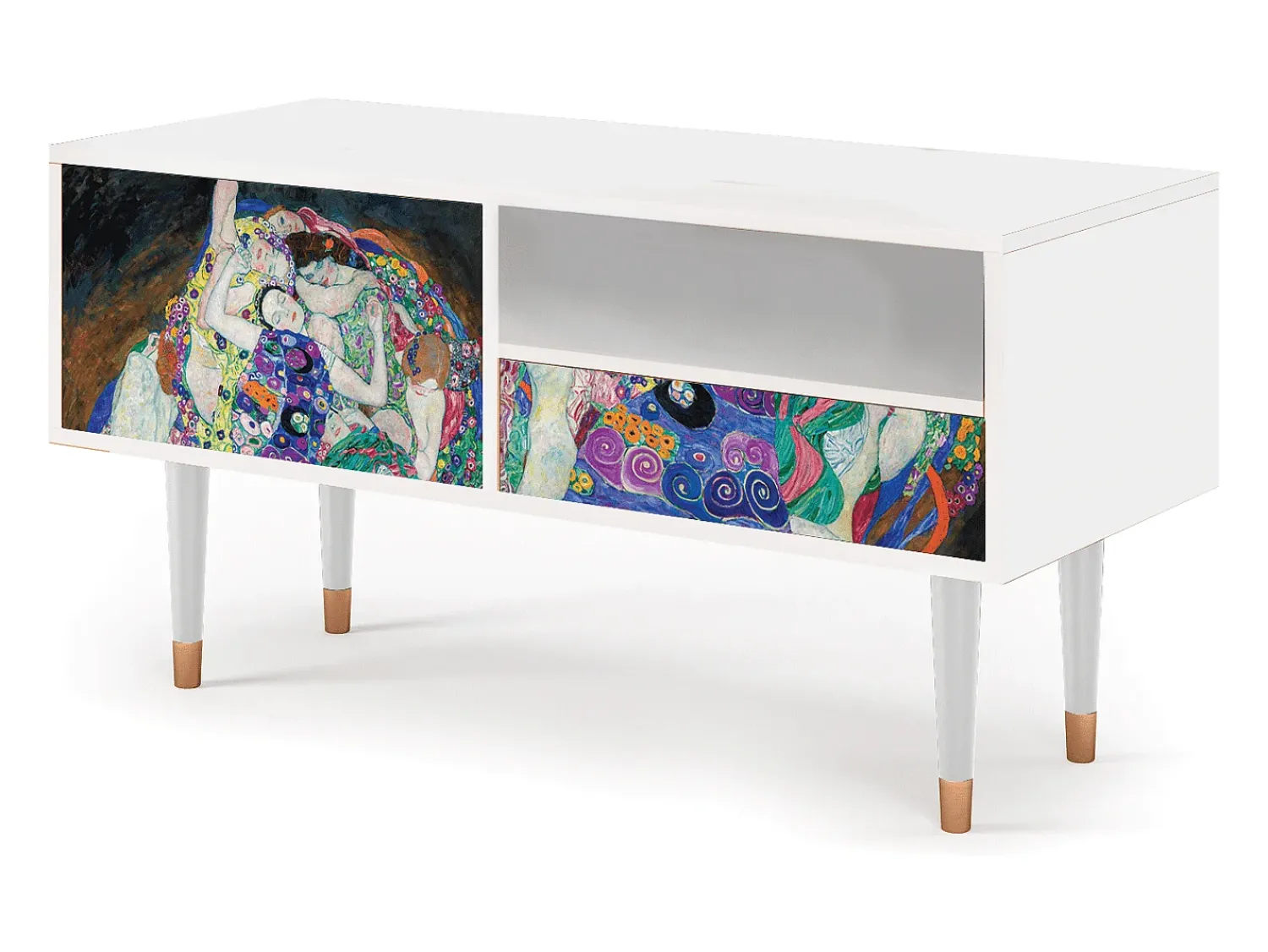 Móvel De Tv* Mueble de TV - 115х59х48 cm - T3 - The Maiden by Klimt, Branco Bege