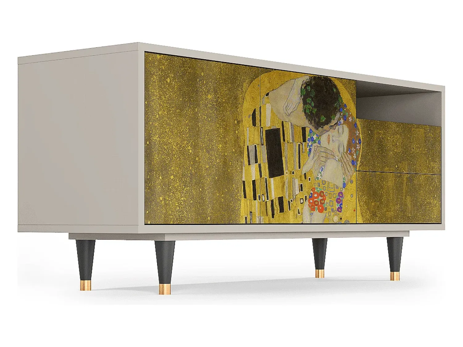Móvel De Tv* Mueble de TV - 125х56х41 cm - T7 - The Kiss by Klimt , Areia Bege