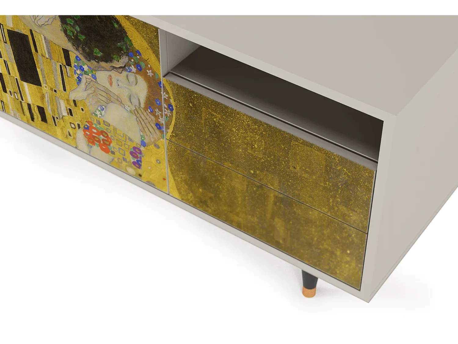 Móvel De Tv* Mueble de TV - 125х56х41 cm - T7 - The Kiss by Klimt , Areia Bege