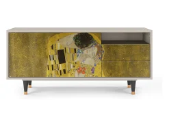 Móvel De Tv* Mueble de TV - 125х56х41 cm - T7 - The Kiss by Klimt , Areia Bege