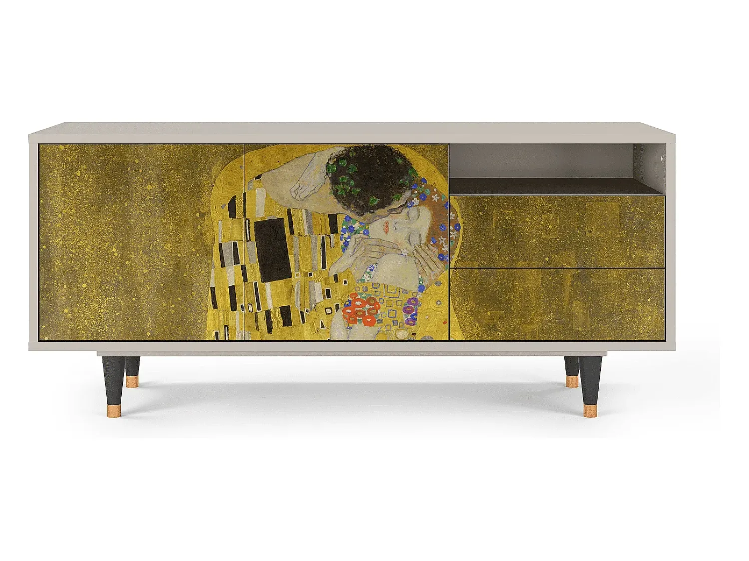 Móvel De Tv* Mueble de TV - 125х56х41 cm - T7 - The Kiss by Klimt , Areia Bege
