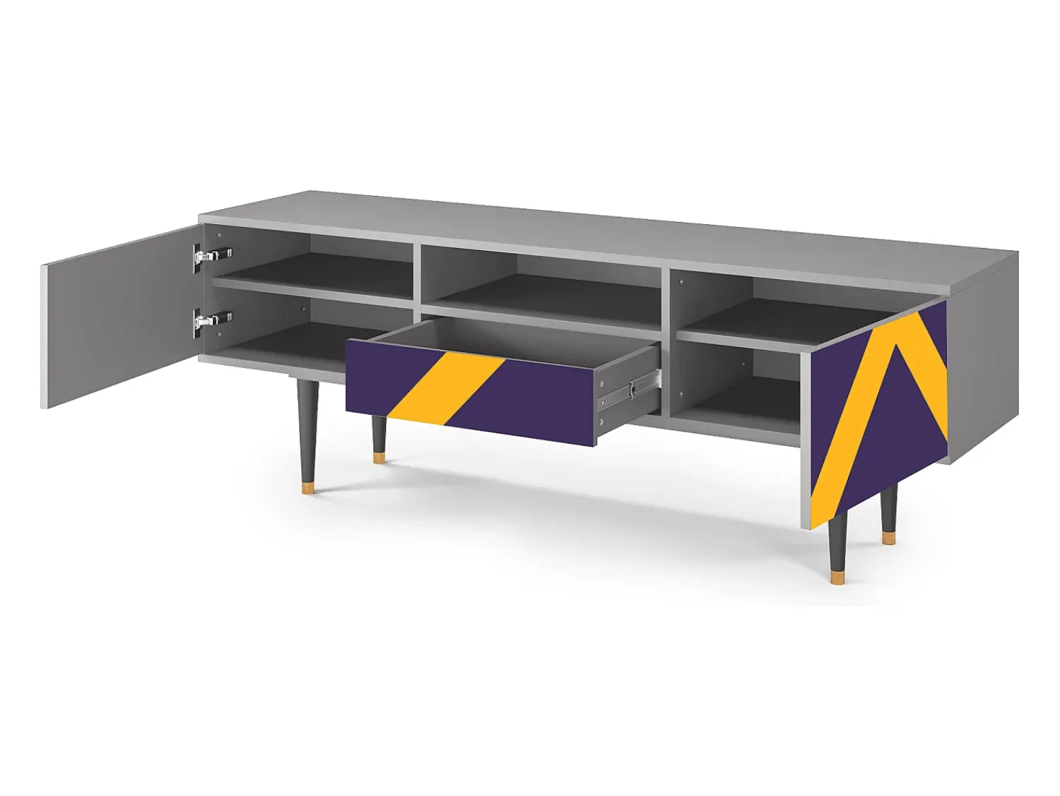 Móvel De Tv* Mueble de TV - 170х59х41 cm - T6 - The Brightest Way, Cinza Cinzento