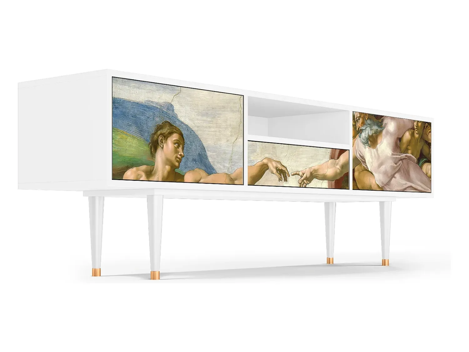 Móvel De Tv* Mueble de TV - 170х59х41 cm - T6 - The Creation of Adam, Branco Bege
