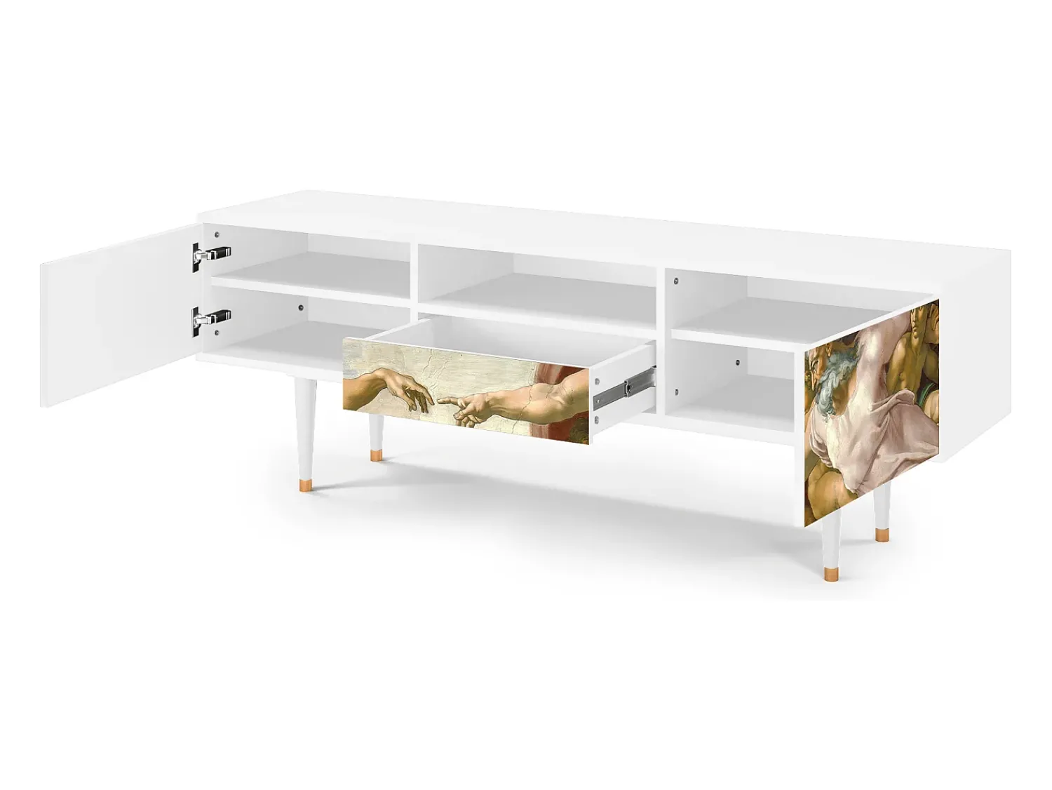 Móvel De Tv* Mueble de TV - 170х59х41 cm - T6 - The Creation of Adam, Branco Bege