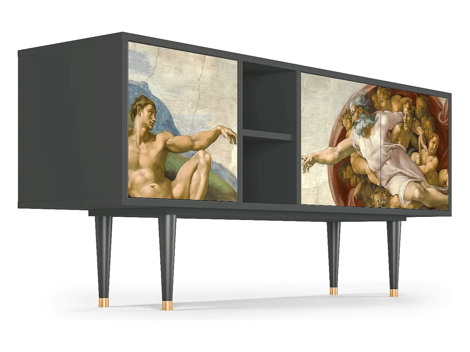 Móvel De Tv| Mueble de TV - 150х69х41 cm - T5 - The Creation of Adam, Antracite Cinza antracite