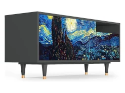 Móvel De Tv* Mueble de TV - 125х56х41 cm - T7 - The Starry Night , Antracite Cinza antracite