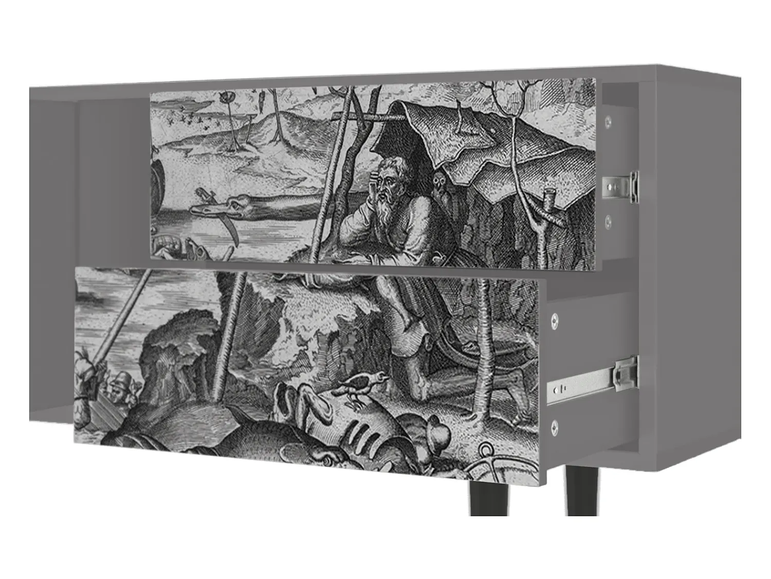 Móvel De Tv* Mueble de TV - 170х69х48 cm - T1 - The Temptation, Cinza Cinzento