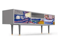 Móvel De Tv| Mueble de TV - 170х59х41 cm - T6 - The Port of Collioure , Cinza Cinzento