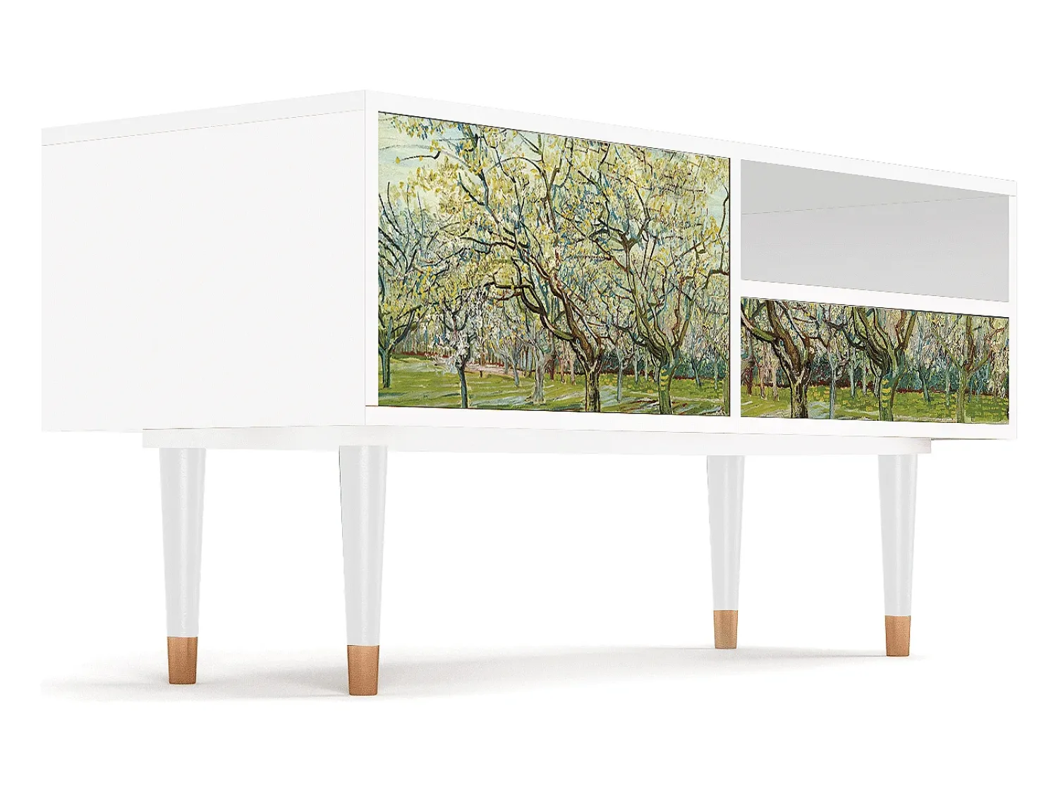 Móvel De Tv* Mueble de TV - 115х59х48 cm - T3 - The Branco Orchard, Branco Bege