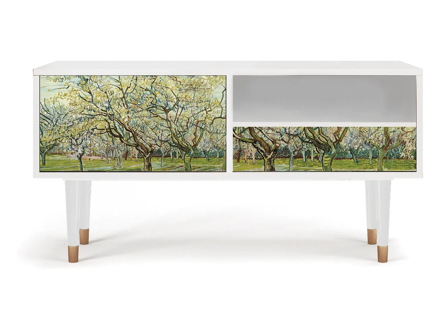 Móvel De Tv* Mueble de TV - 115х59х48 cm - T3 - The Branco Orchard, Branco Bege