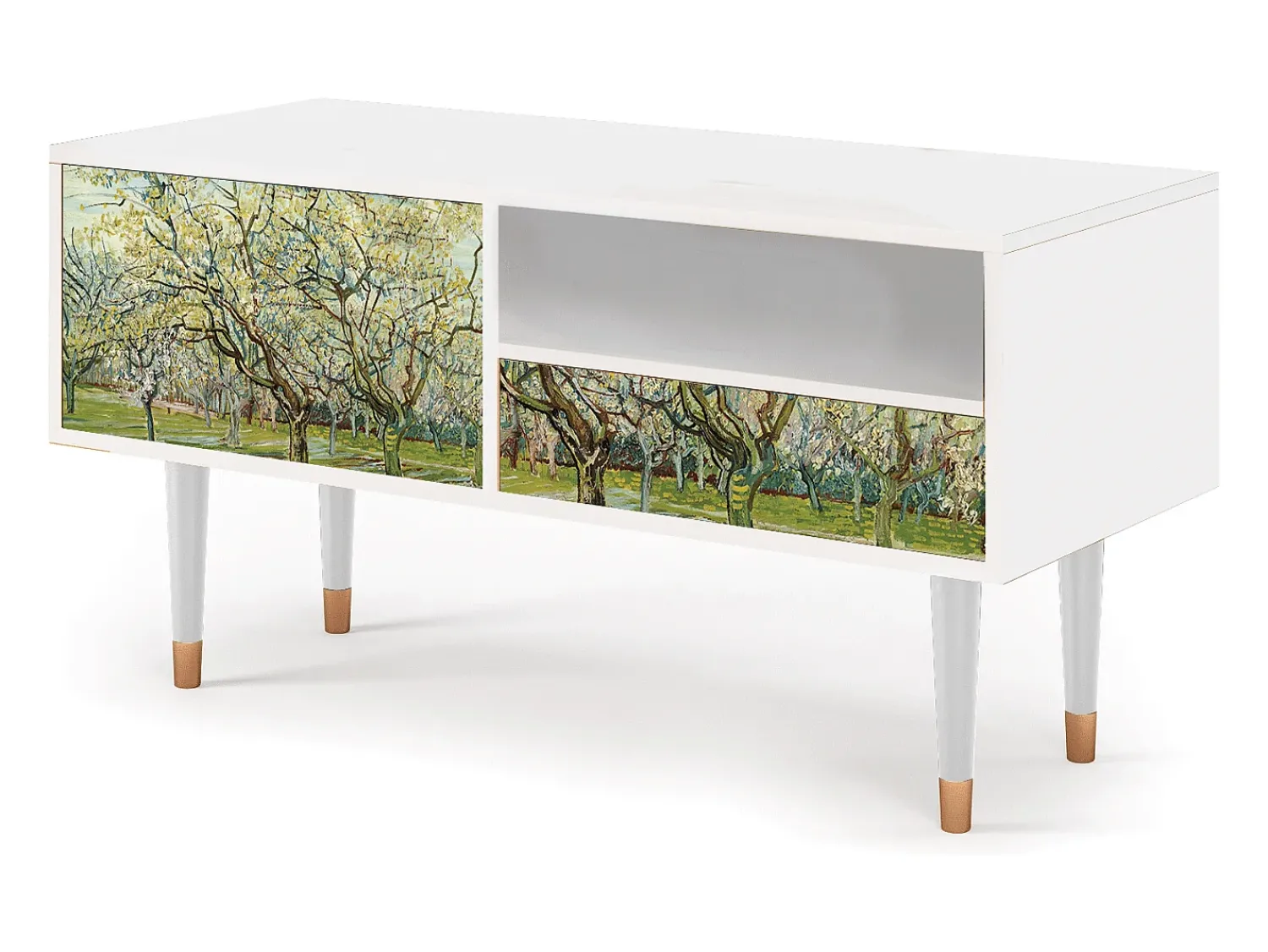 Móvel De Tv* Mueble de TV - 115х59х48 cm - T3 - The Branco Orchard, Branco Bege