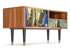 Móvel De Tv* Mueble de TV - 115х59х48 cm - T3 - The Cubist Paintings , Nogueira Castanho