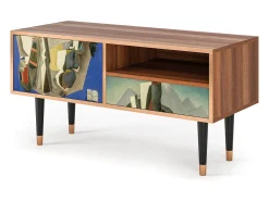 Móvel De Tv* Mueble de TV - 115х59х48 cm - T3 - The Cubist Paintings , Nogueira Castanho