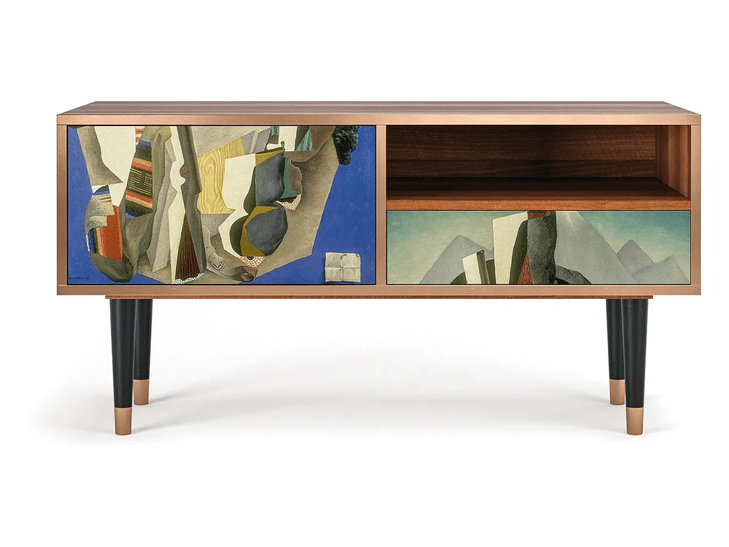 Móvel De Tv* Mueble de TV - 115х59х48 cm - T3 - The Cubist Paintings , Nogueira Castanho