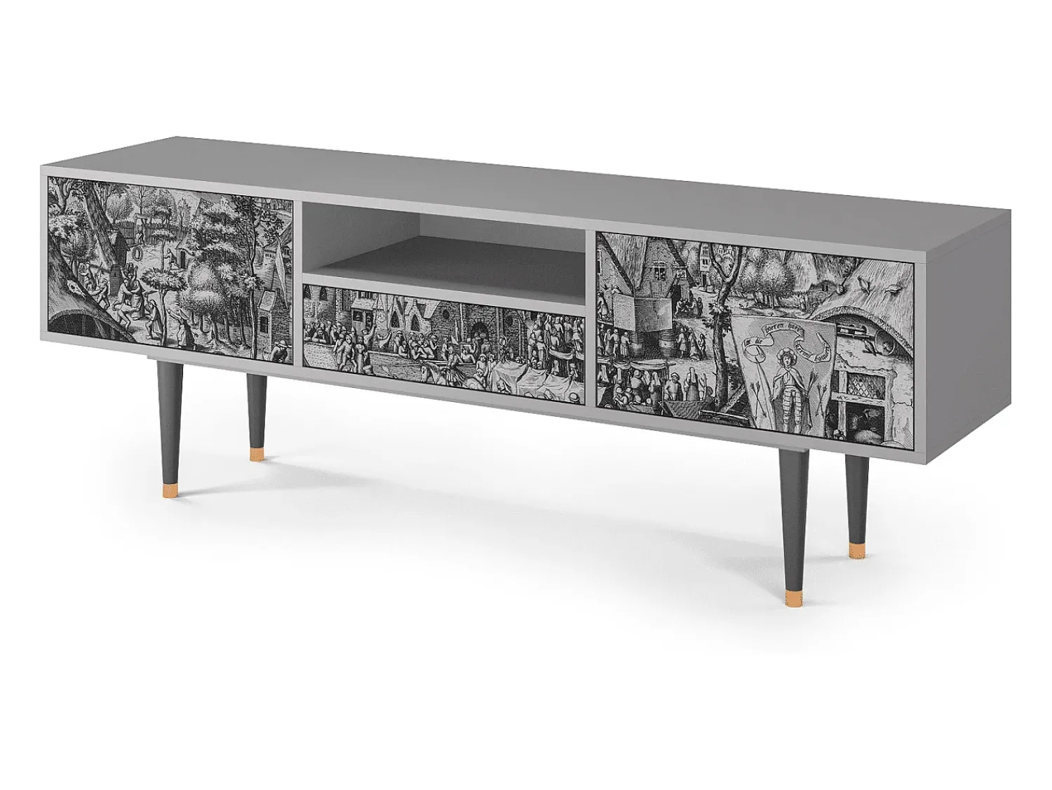 Móvel De Tv* Mueble de TV - 170х59х41 cm - T6 - The Festival of Saint, Cinza Cinzento
