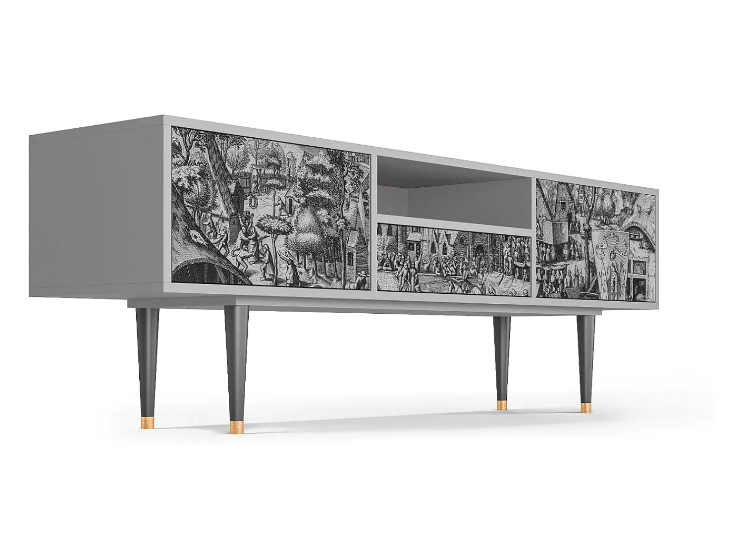 Móvel De Tv* Mueble de TV - 170х59х41 cm - T6 - The Festival of Saint, Cinza Cinzento