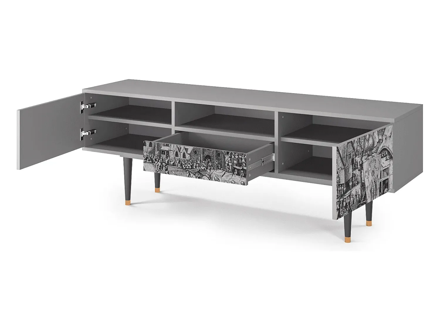 Móvel De Tv* Mueble de TV - 170х59х41 cm - T6 - The Festival of Saint, Cinza Cinzento