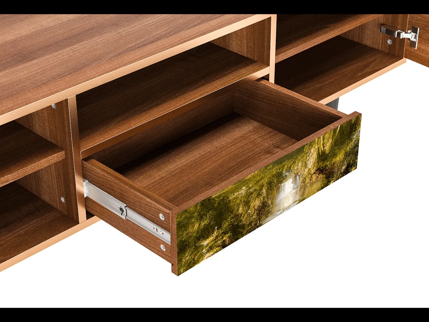 Móvel De Tv* Mueble de TV - 170х59х41 cm - T6 - The Heart of the Andes , Nogueira Castanho