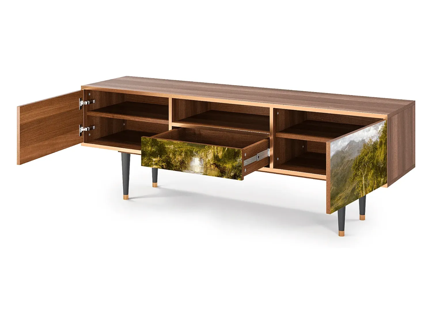 Móvel De Tv* Mueble de TV - 170х59х41 cm - T6 - The Heart of the Andes , Nogueira Castanho