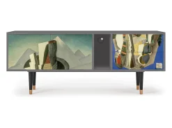 Móvel De Tv* Mueble de TV - 170х69х48 cm - T1 - The Cubist Paintings , Cinza Cinzento