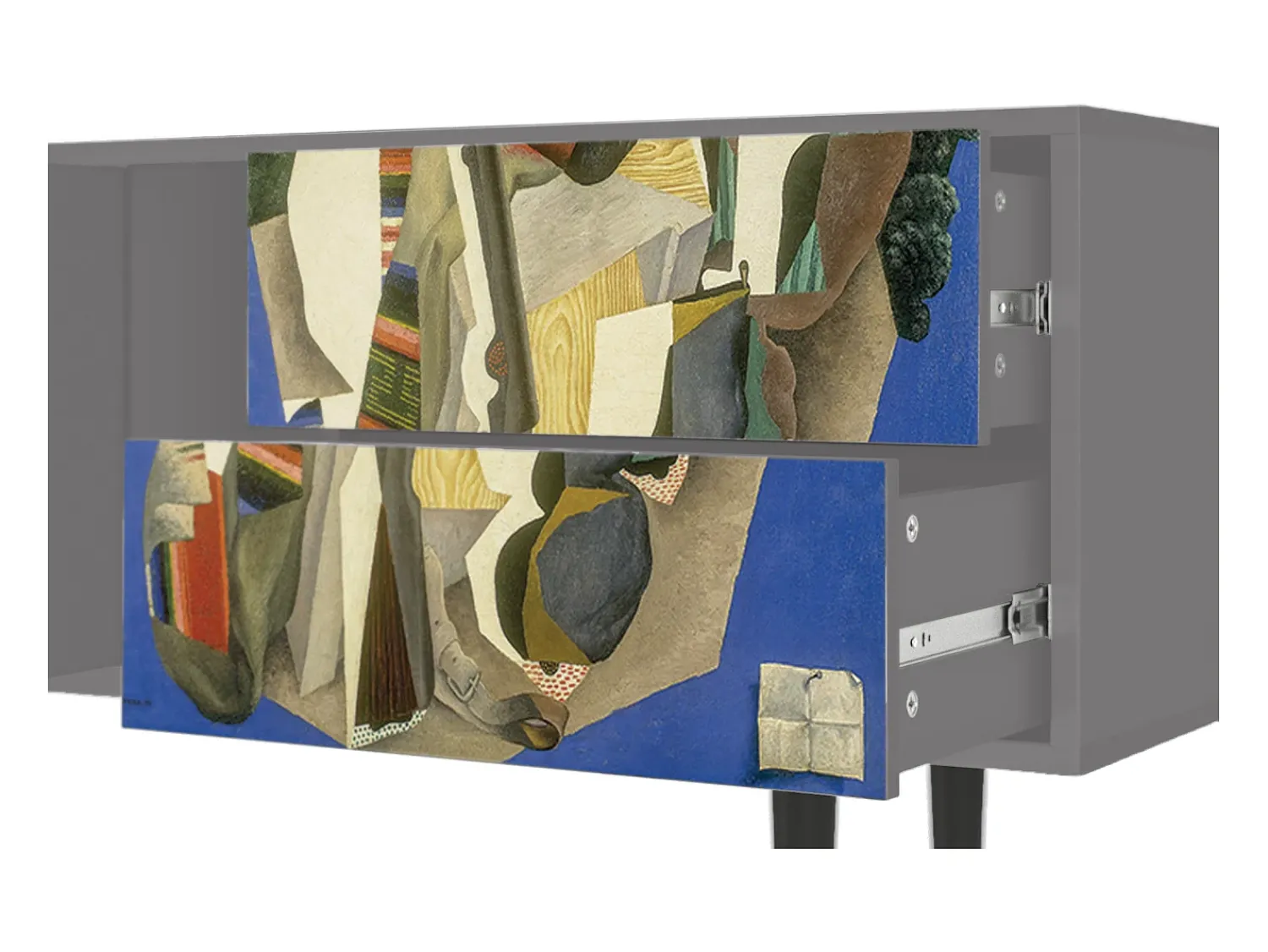 Móvel De Tv* Mueble de TV - 170х69х48 cm - T1 - The Cubist Paintings , Cinza Cinzento