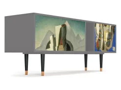 Móvel De Tv* Mueble de TV - 170х69х48 cm - T1 - The Cubist Paintings , Cinza Cinzento