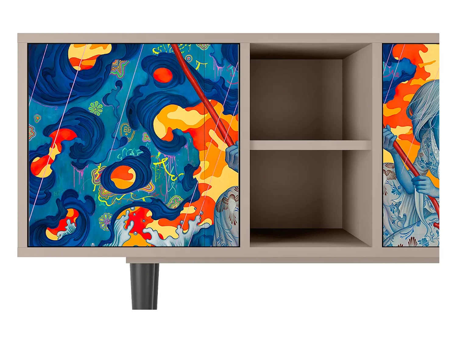 Móvel De Tv| Mueble de TV - 150х69х41 cm - T5 - The Girl - James Jean, Latte Bege