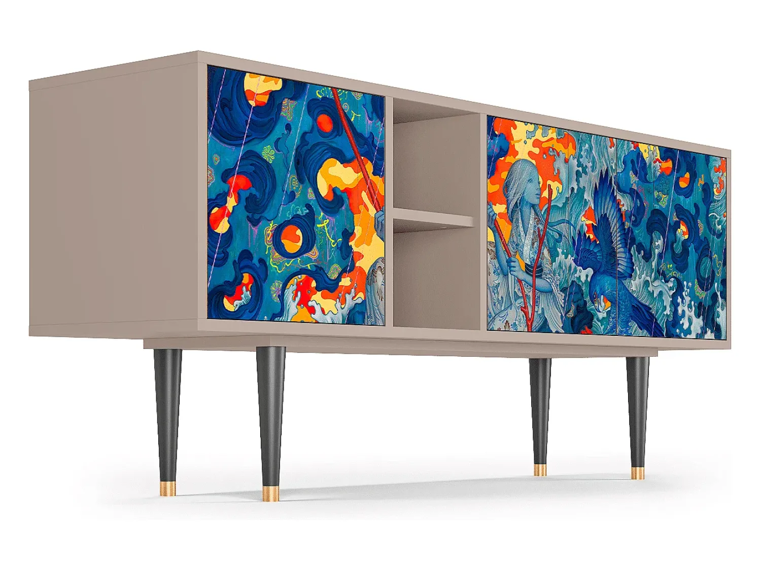 Móvel De Tv| Mueble de TV - 150х69х41 cm - T5 - The Girl - James Jean, Latte Bege
