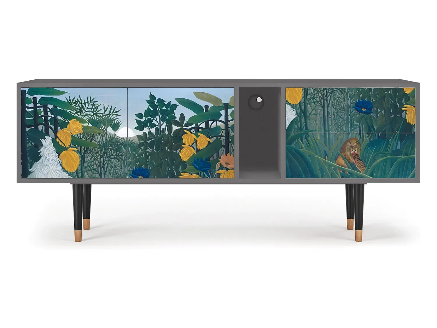 Móvel De Tv* Mueble de TV - 170х69х48 cm - T1 - The Repast of the Lion, Cinza Cinzento