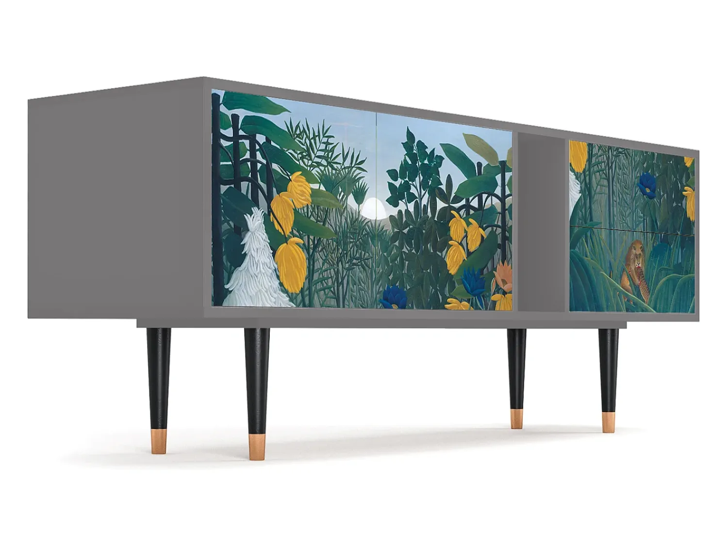 Móvel De Tv* Mueble de TV - 170х69х48 cm - T1 - The Repast of the Lion, Cinza Cinzento