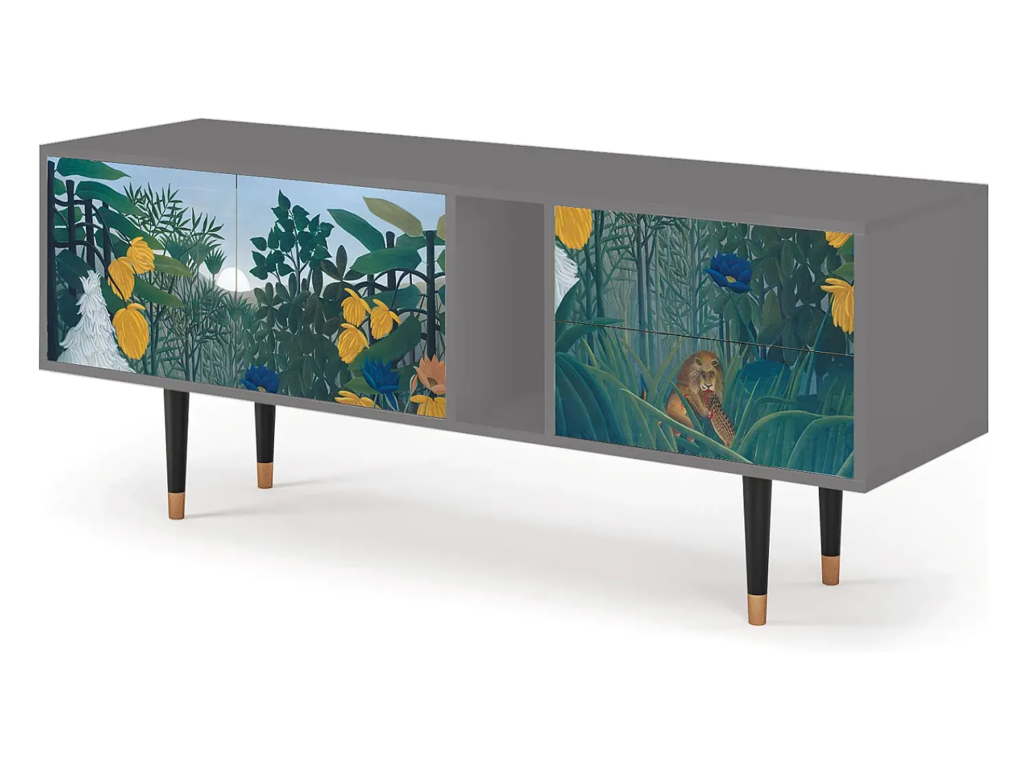 Móvel De Tv* Mueble de TV - 170х69х48 cm - T1 - The Repast of the Lion, Cinza Cinzento
