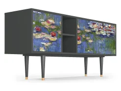 Móvel De Tv* Mueble de TV - 150х69х41 cm - T5 - The water lily pond , Antracite Cinza antracite