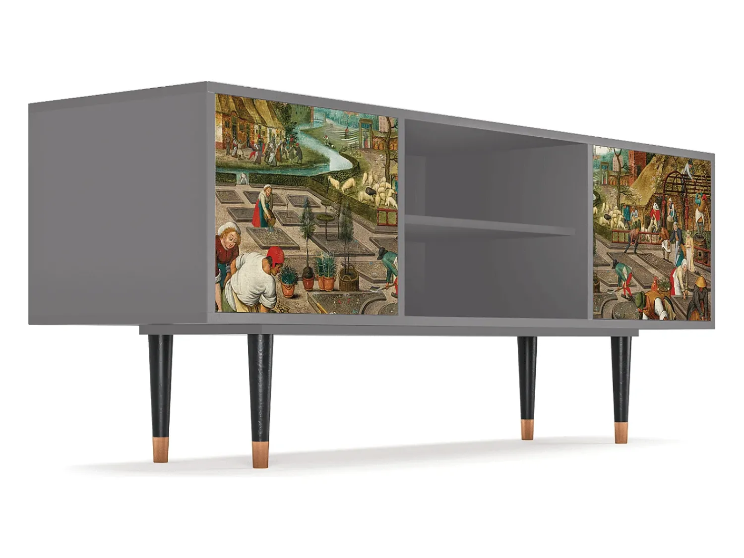 Móvel De Tv| Mueble de TV - 170х69х48 cm - T2 - The Younger - Spring, Cinza Cinzento