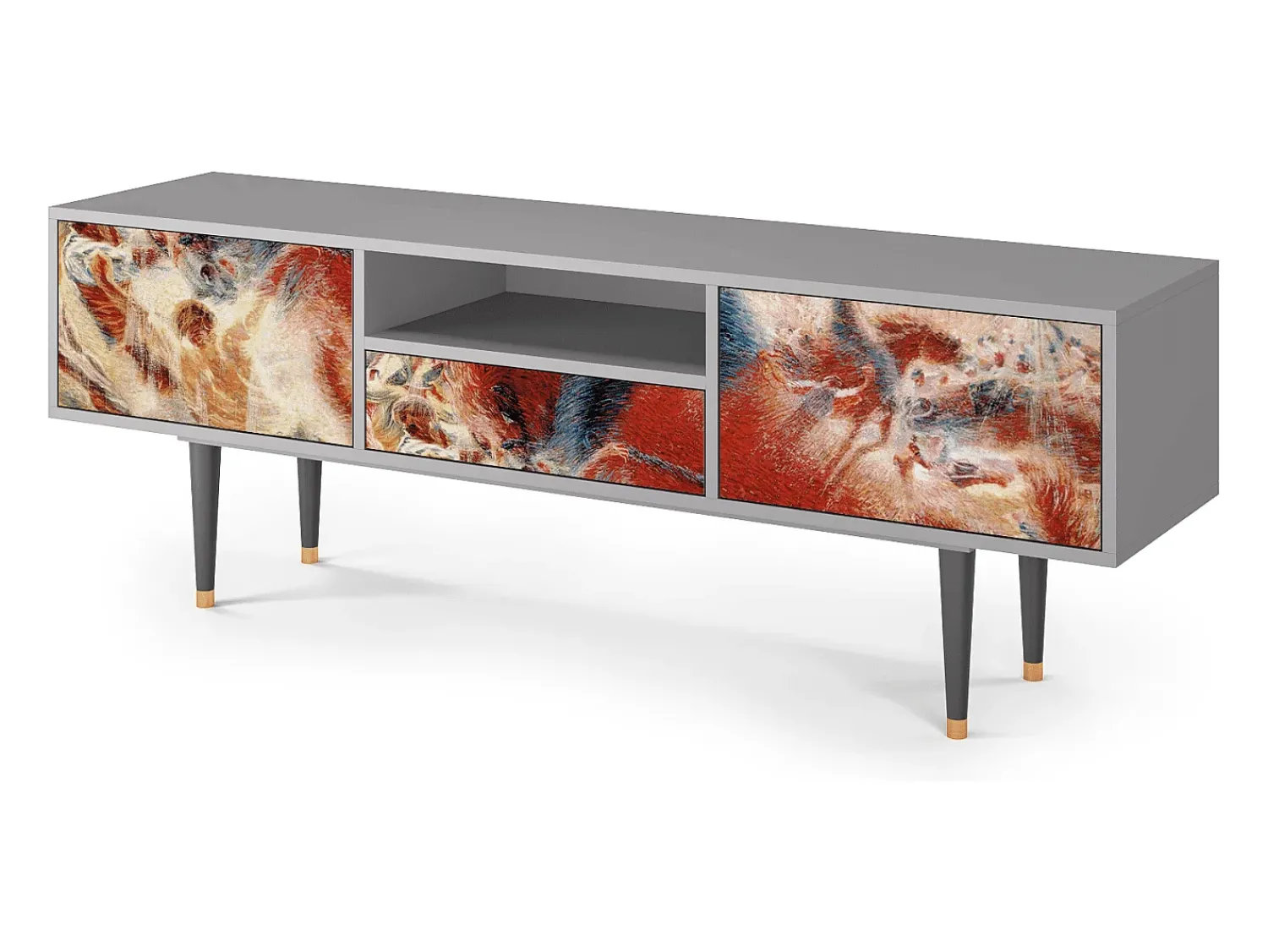 Móvel De Tv* Mueble de TV - 170х59х41 cm - T6 - The City Rises, Cinza Cinzento