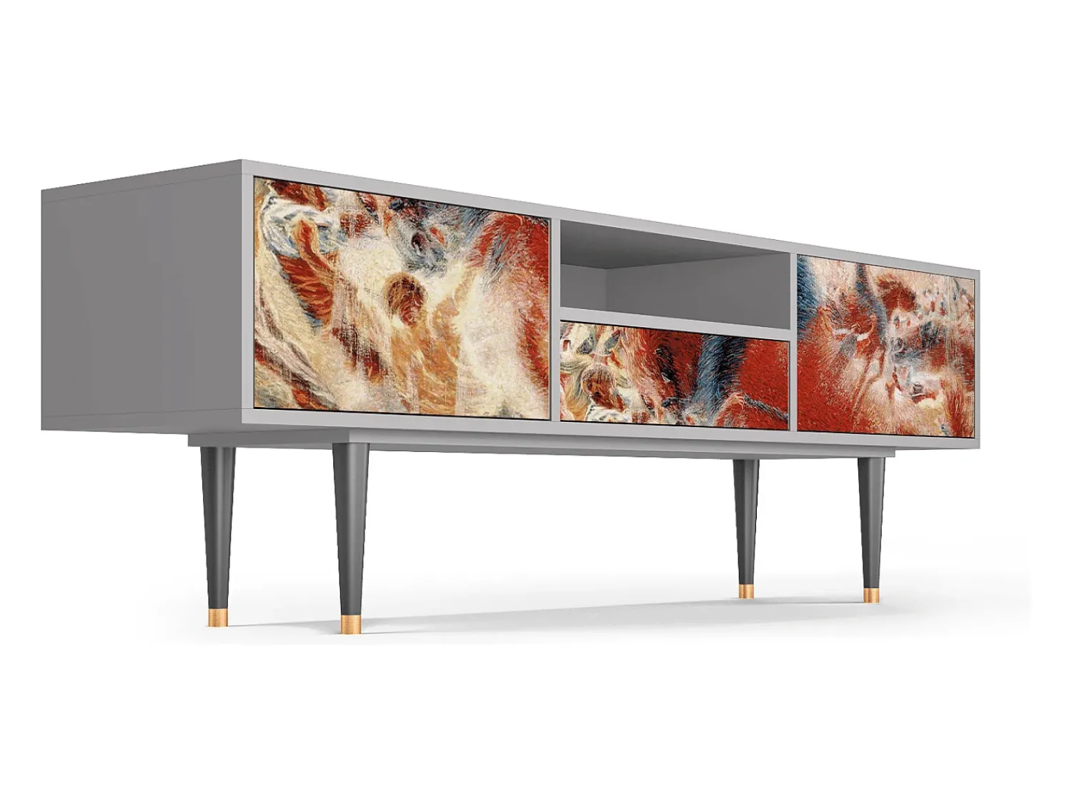 Móvel De Tv* Mueble de TV - 170х59х41 cm - T6 - The City Rises, Cinza Cinzento