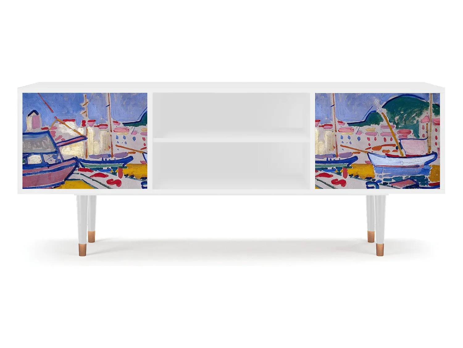 New Mueble de TV - 170х69х48 cm - T2 - The Port of Collioure , Branco Bege