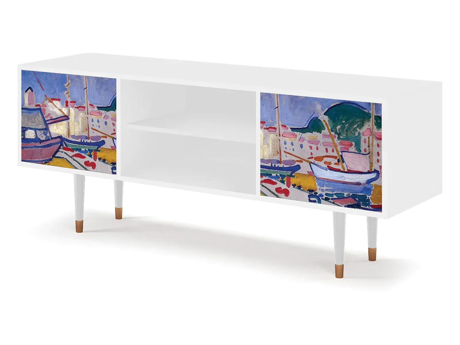 New Mueble de TV - 170х69х48 cm - T2 - The Port of Collioure , Branco Bege