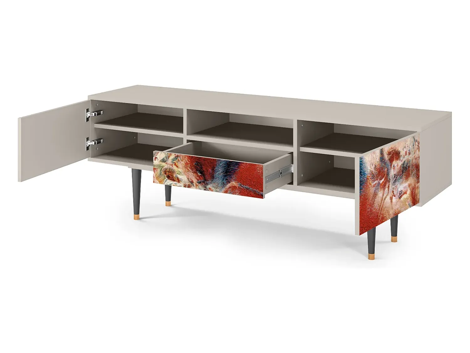 Móvel De Tv| Mueble de TV - 170х59х41 cm - T6 - The City Rises, Areia Bege