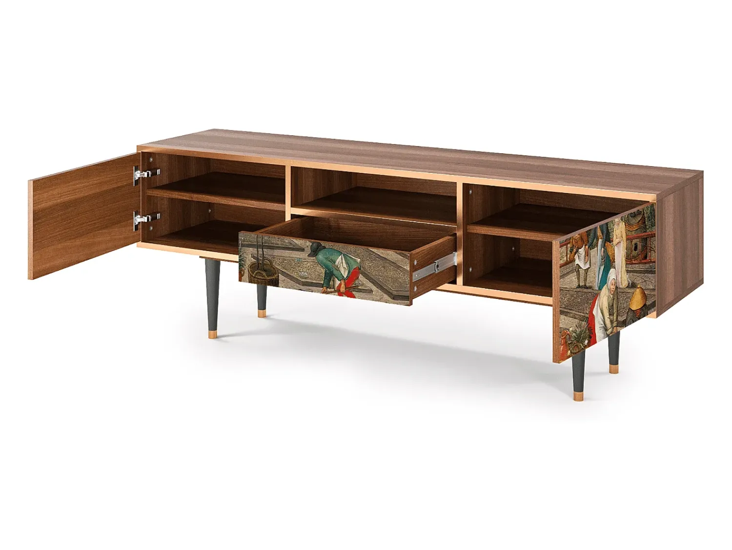 Móvel De Tv* Mueble de TV - 170х59х41 cm - T6 - The Younger - Spring, Nogueira Castanho