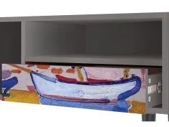 Móvel De Tv* Mueble de TV - 115х59х48 cm - T3 - The Port of Collioure , Cinza Cinzento